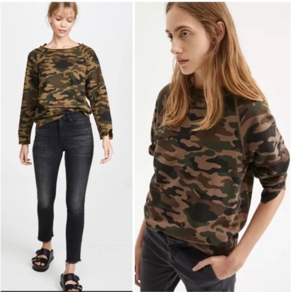 Nili Lotan Luka Camouflage Scoop Neck Sweatshirt - Size S